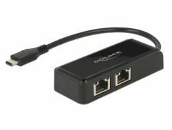 Delock Adapter SuperSpeed USB (USB 3.1 Gen 1) USB Type-C csatlakozódugóval > 2 x Gigabit LAN 10/100 (63927) - dstore
