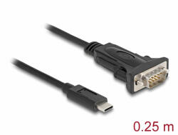 Delock Adapter USB Type-C - 1 x soros RS-232 D-Sub 9 tűs apa csavarokkal 0, 25 m (64125)