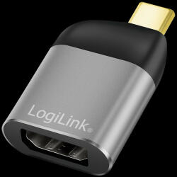 LogiLink USB 3.2 Gen2 Type-C adapter, USB-C/M-DP/F, 8K, alu, fekete/szürke (CUA0204)