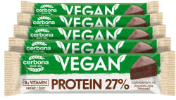 Cerbona Baton proteic vegan cu aromă de tort de ciocolată, cu glazură de cacao, Cerbona, fără gluten, cu îndulcitori - 5 x 40 g / Pachet de gustări (CWSCE953701140T)