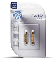 m-tech Set 2 bucati bec LED, C5W, 41mm, SV8.5 , 12V, Alb (LB030W)