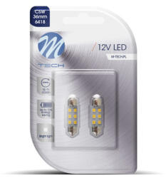 m-tech Set 2 bucati bec LED, C5W, 36mm, SV8.5, 12V, Alb (LB028W)
