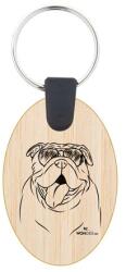 Kutya jó dolgok kulcstartó ovál bambusz Angol bulldog 3, 5x5, 3x0, 3cm