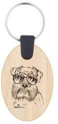 Kutya jó dolgok kulcstartó ovál bambusz Törpe schnauzer 3, 5x5, 3x0, 3cm