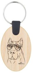 Kutya jó dolgok kulcstartó ovál bambusz Cane Corso 3, 5x5, 3x0, 3cm