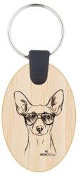 Kutya jó dolgok kulcstartó ovál bambusz Törpe pinscher 3, 5x5, 3x0, 3cm