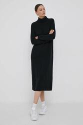 Tommy Hilfiger gyapjú ruha fekete, midi, oversize - fekete M