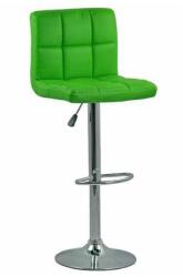 Scaun de bar cu spatar ABS 191, cadru cromat, piele ecologica, inaltime reglabila, suport picioare, 100 kg Verde