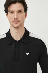 Giorgio Armani gyapjú pulóver könnyű, férfi, fekete - fekete XXL - answear - 63 990 Ft
