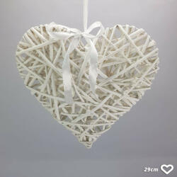Fehér vessző szív fém vázon 29cm (CCR0528)