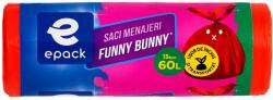 Epack Saci menajeri Epack Funny Bunny, 60 l, 60 x 71 cm + 16 cm, 15 buc rola, Rosu (D17 011363)