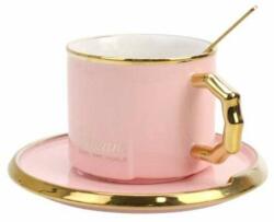 Pufo Luxury kerámia bögre és kanál kávéhoz vagy teához, 230 ml, r (Pufo1183roz)