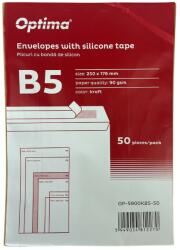 OPTIMA Plic B5 (250x176mm), lipire siliconica, 50 buc/set, Optima - kraft (OP-5900KB5-50) - birotica-asp