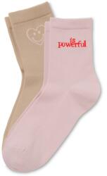 Tchibo 2 pár női zokni, feliratos, bézs/rózsaszín 1 x rózsaszín piros belekötött mintával, 1 x bézs rózsaszín belekötött mintával 35-38