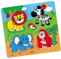 Viga Toys fa formaberakós puzzle fogantyúval - Állatkert