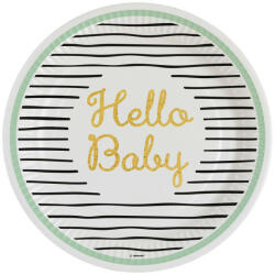 Amscan Hello Baby papírtányér 8 db-os 23 cm (DPA9913150)