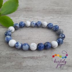 Kristály Jóga Shop Világos szodalit 8 mm-es ásvány karkötő, howlittal