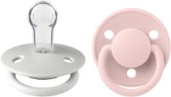 BIBS - Set 2 suzete De Lux Silicon, tetina rotunda, marime universala-Haze/Blossom
