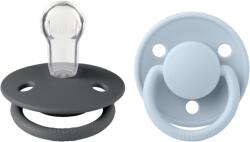 BIBS - Set 2 suzete De Lux Silicon, tetina rotunda, marime universala-Iron/Baby Blue