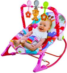  Balansoar pentru bebelusi, cu bara de activitati, centura de siguranta, cu vibratii, roz (NBN00068153) Sezlong balansoar bebelusi