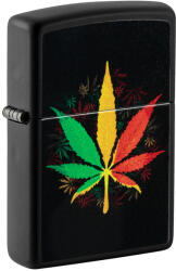 Zippo Bricheta originala Zippo, Cannabis Design Rastafari Matte Black (ACC-BRI-ZIPPO-CDRLMB) Bricheta
