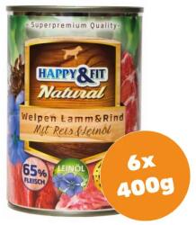 Happy&Fit Natural Junior Lamb & Beef & rice & flaxseed oil 6x400 g