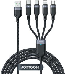 JOYROOM USB cable 4in1 USB-A - 2 x USB-C / Lightning / Micro for charging and data transmission 1.2m Joyroom S-1T4018A18 - black - pcone