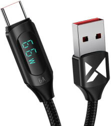 Wozinsky WUACC2 USB A - USB C Cable with Display 66W 6A 2m - Black - pcone