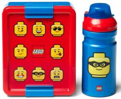 LEGO® Snack doboz 20x17, 3x7, 1cm+palack 390ml, PP+szilikon ICONIC CLASSIC 2db készlet