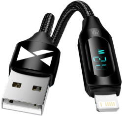 Wozinsky USB-A Cable - Lightning Wozinsky WUALC2 with LED Display 2.4A 2m - Black