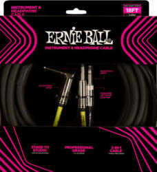 Ernie Ball Instrument and Headphone Cable Fekete 5, 49 m Egyenes - Pipa