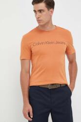 Calvin Klein Jeans pamut póló narancssárga, nyomott mintás - narancssárga S - answear - 11 990 Ft
