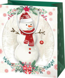 CARDEX Karácsonyi ajándéktáska 23x18x10cm, közepes, hóember