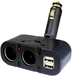 TARTOZÉK Kettes Szivargyújtó elosztó + USB AE-WF03312-24V
