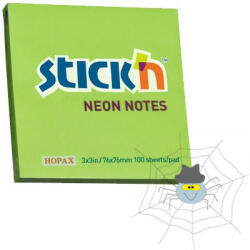 STICK_N STICK'N 76x76 mm öntapadó jegyzettömb - neon zöld -100 lap/tömb