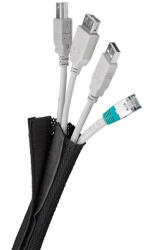 Basekit Sistem Organizare Cabluri Multiple, Inchidere Velcro, D 20x40mm, Plasa Nylon, 1.8m, Negru (ZVPPASBLACK-GOOBAY)
