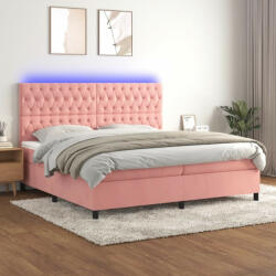 vidaXL rózsaszín bársony rugós és LED-es ágy matraccal 200x200 cm (3136328) - balena