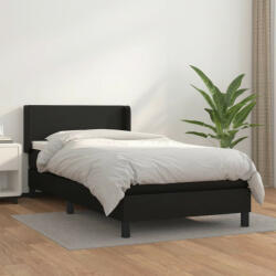 vidaXL fekete műbőr rugós ágy matraccal 100 x 200 cm (3130643)