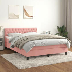 vidaXL rózsaszín bársony rugós ágy matraccal 140x200 cm (3141490) - balena