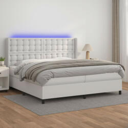 vidaXL fehér műbőr rugós ágy matraccal és LED-del 200x200 cm (3139404) - balena