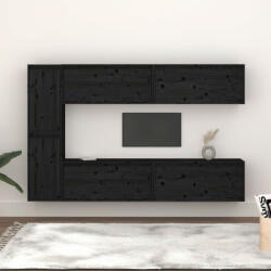 vidaXL 6 darab fekete tömör fenyőfa TV-szekrény (3100238)