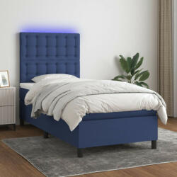 vidaXL kék szövet rugós és LED-es ágy matraccal 90x200 cm (3135171) - balena