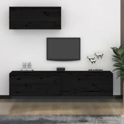 vidaXL 3 darab fekete tömör fenyőfa TV-szekrény (3100138)