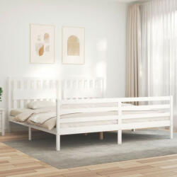 vidaXL tömör fa ágykeret fejtámlával 200 x 200 cm (3194332) - balena