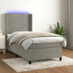 vidaXL világosszürke bársony rugós és LED-es ágy matraccal 80 x 200 cm (3139409)