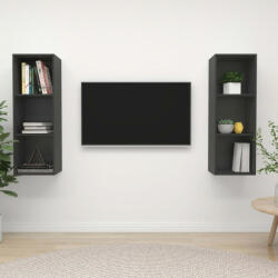vidaXL 2 db szürke forgácslap falra szerelhető TV-szekrény (3079855)