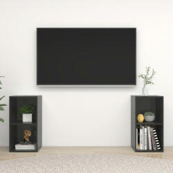 vidaXL 2 db magasfényű szürke forgácslap TV-szekrény 72 x 35 x 36, 5 cm (3079906)