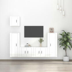 vidaXL 5 részes magasfényű fehér szerelt fa TV-szekrényszett (3188784)