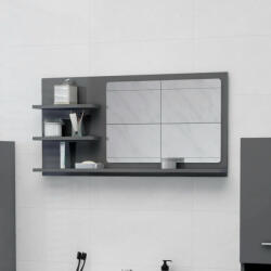 vidaXL magasfényű szürke forgácslap fürdőszobai tükör 90x10, 5x45 cm (805023)