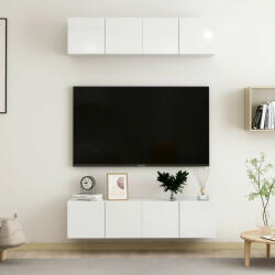 vidaXL 4 db magasfényű fehér forgácslap TV-szekrény 60 x 30 x 30 cm (3079269)